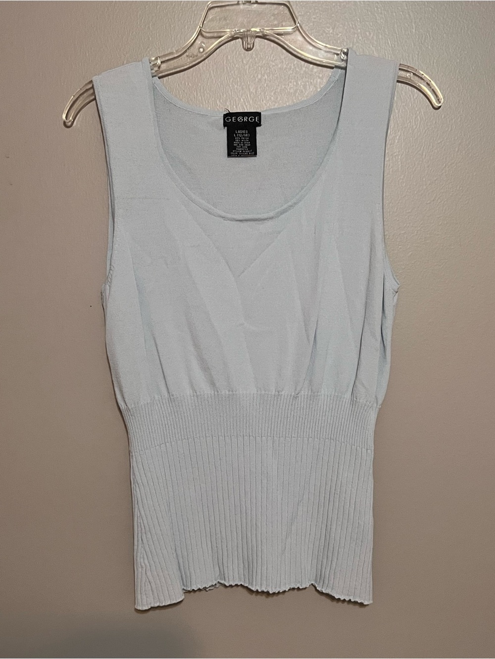 George White Ribbed Waist Tank Top